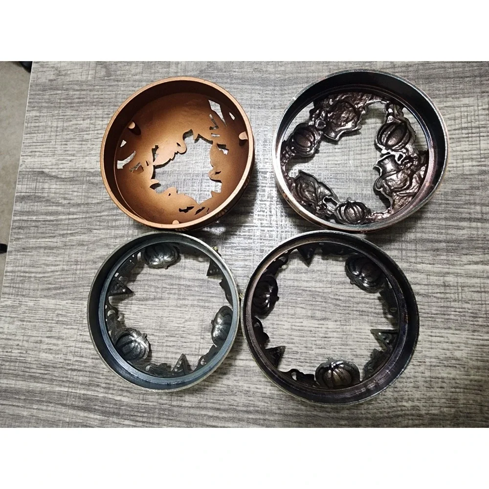 Yankee Candle Illuma-Lid Jar Toppers Lot of 4 Fall Pumpkin Harvest Metal Toppers